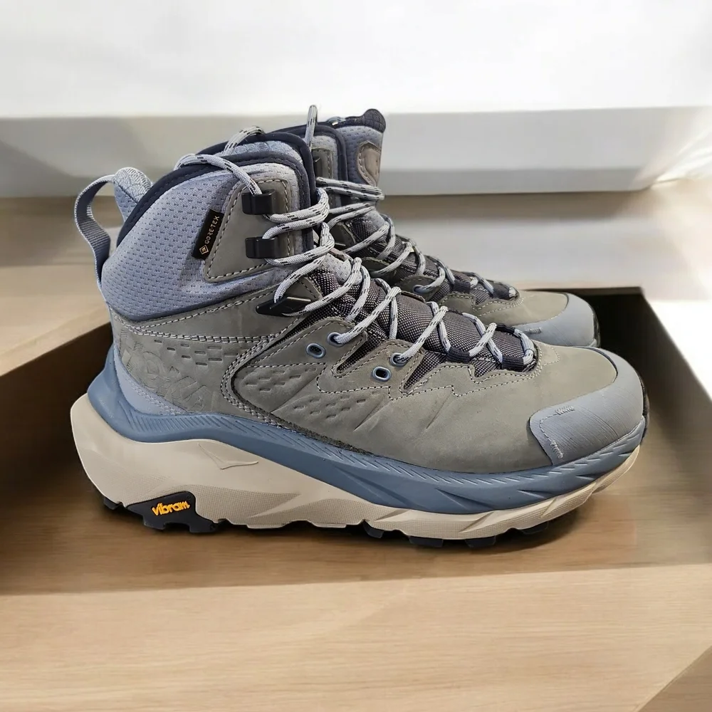 HOKA Kaha 2 GTX Gray/Blue Waterproof Hiking Boots - Picture 2 of 9